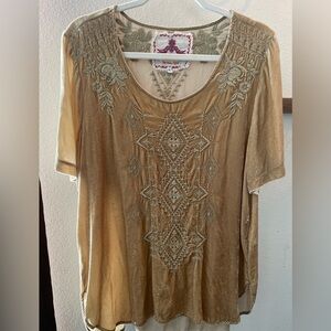 Johnny Was velvet embroidered tunic size XL